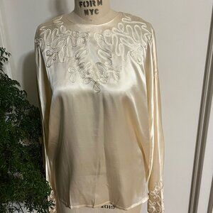 Vintage PIA RUCCI Silk and Embroidered Blouse Size 10